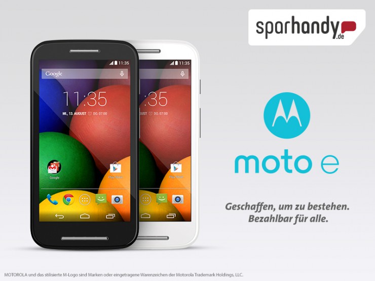 Jetzt bei Sparhandy.de das neue Motorola Moto E vorbestellen