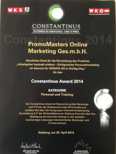 Beraterpreis Constantinus: PromoMasters reicht Employer Branding Projekt ein