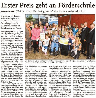 Christian Wilhelm Schneider Schule gewinnt ersten Preis.