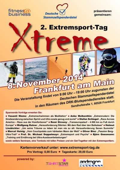 2. Extremsport-Tag in Frankfurt: Vorträge und Seminare zugunsten der Deutschen Stammzellspenderdatei
