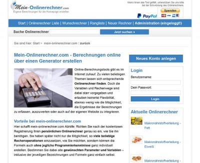 Gute Adresse für Websiteinhaber - www.mein-onlinerechner.com