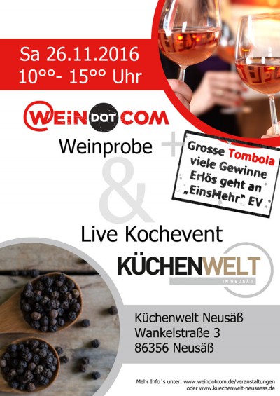 WEiNDOTCOM Weinversand und Küchenwelt in Neusäß veranstalten Tombola zugunsten des Augsburger Elternvereins 