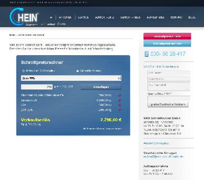 Kostenloser Schrottpreisrechner jetzt neu unter www. hein-schrotthandel.de/schrottpreisrechner/