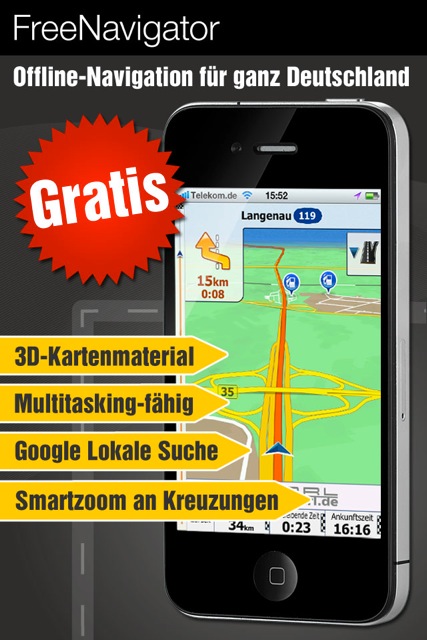 Jetzt mit Karten-Update: Kostenlose GPS Navigation fÃ¼r iPhone/ iPad als Vollversion mit Offline-Kartenmaterial