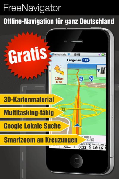 Jetzt mit Karten-Update: Kostenlose GPS Navigation für iPhone/ iPad als Vollversion mit Offline-Kartenmaterial