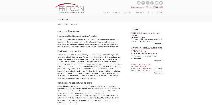 Rechtsanwälte aus Hannover vertrauen auf RA-Micro und FRitCon Rechtsanwälte aus Hannover vertrauen auf RA-Micro und FRitCon