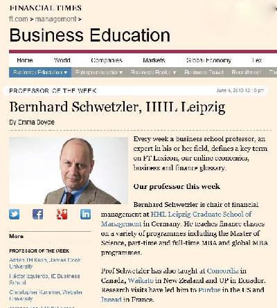 Financial Times: Bernhard Schwetzler von der HHL Leipzig Graduate School of Management ist 