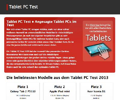Tablet PC Test - Die beliebtesten Tablet PCs im Jahr 2013