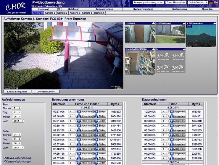 Videoüberwachung: C-MOR Version 4.10 verfügbar im neuen Look