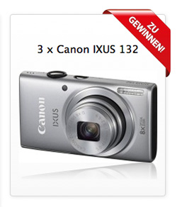 Jetzt eine von drei Canon Ixus 132 Digitalkameras gewinnen!