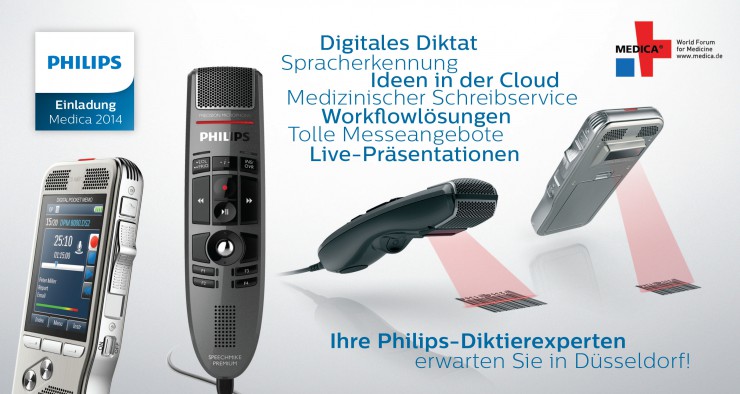 Innovationen für medizinische Diktierer: Philips auf der Medica 2014