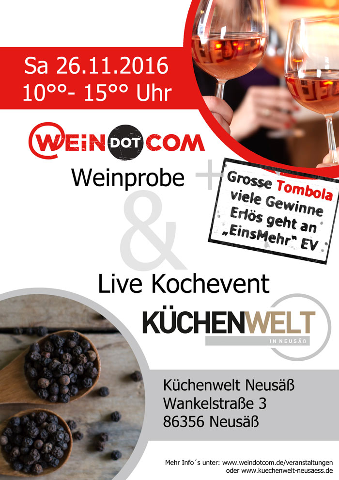 WEiNDOTCOM Weinversand und Küchenwelt in Neusäß veranstalten Tombola zugunsten des Augsburger Elternvereins 