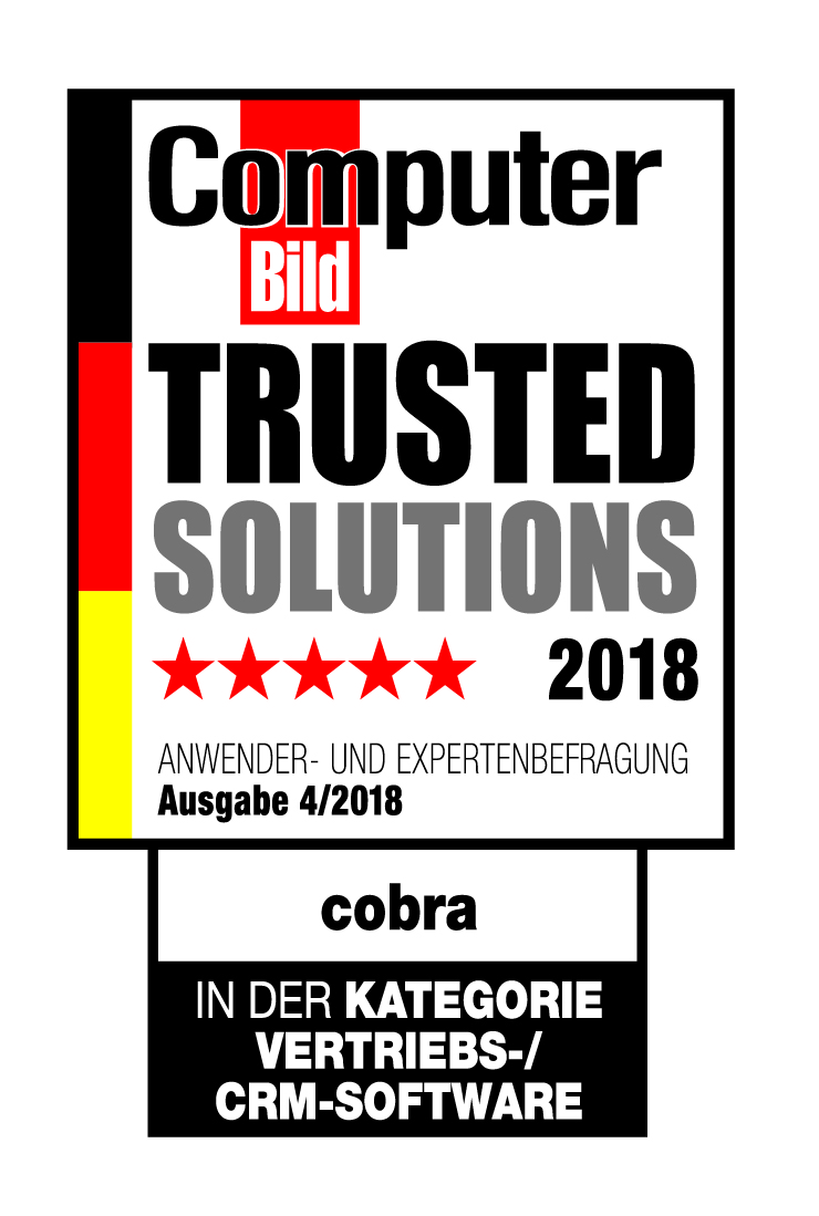 cobra CRM von COMPUTER BILD als Trusted Solution ausgezeichnet