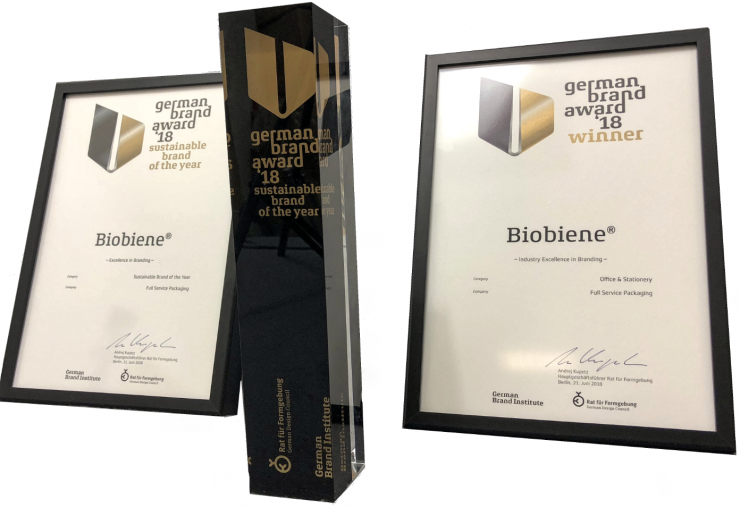 Verpackung ohne Kunststoff: Die Marke Biobiene ist Sustainable Brand of the Year 2018