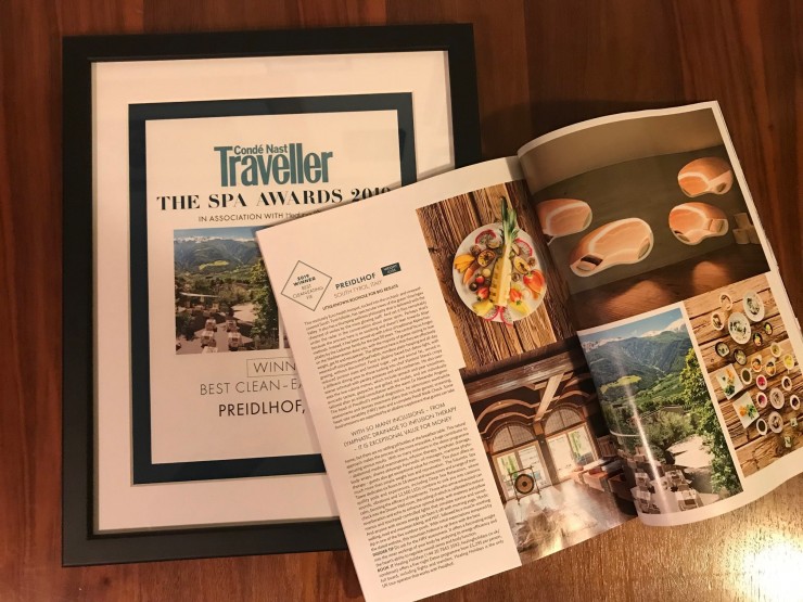 Luxury DolceVita Resort Preidlhof mit dem Condé Nast Traveller Award 2019 ausgezeichnet