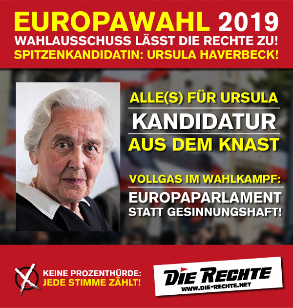 DIE RECHTE: Ursula Haverbeck ist Spitzenkandidatin zur Europawahl am 26. Mai 2019
