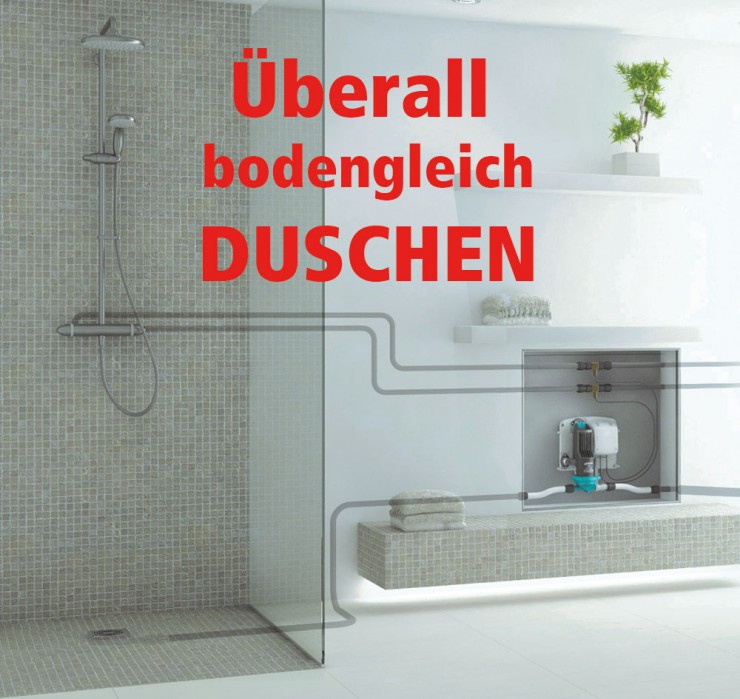 Pflegebad-Studie des ZVSHK: Minimalforderung ebenerdige Dusche mit SANFTLÄUFER-System überall umsetzbar