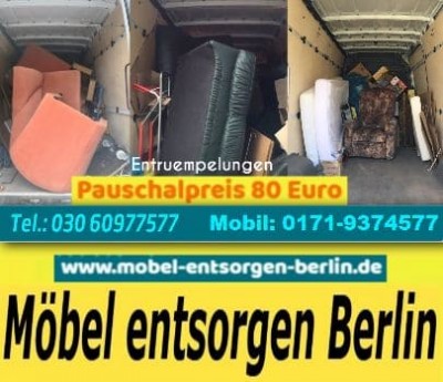 Möbelentsorgung Entrümpelung Berlin pauschal 80 EUR T. 030/60977577