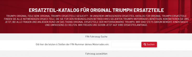 Original Triumph Motorräder Ersatzteilkatalog - www.triumph-teileshop.de - Triumph Motorrad Online Shop für Ersatzteile