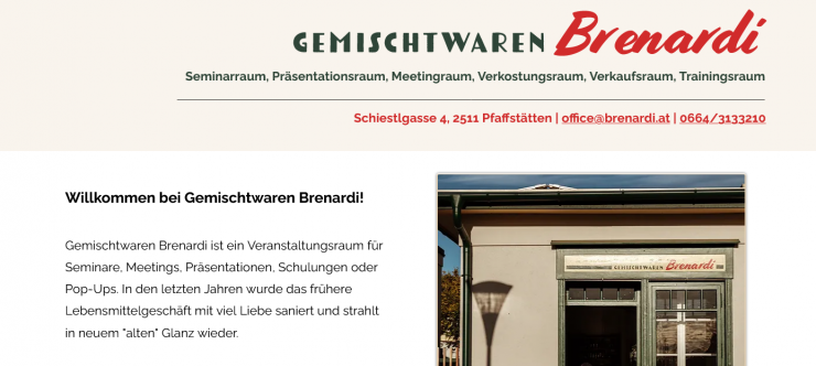 Willkommen im Gemischtwaren Brenardi - Ihrem neuen exklusiven Wohlfühl-Raum für Seminare & Meetings