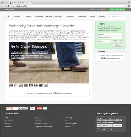 GoLive bodenprofi.biz . Bodenbelag Großhandel B2B