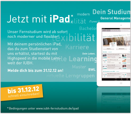 Fernstudium mit dem iPad: IUBH stattet neue Studenten ab Oktober mit iPads aus