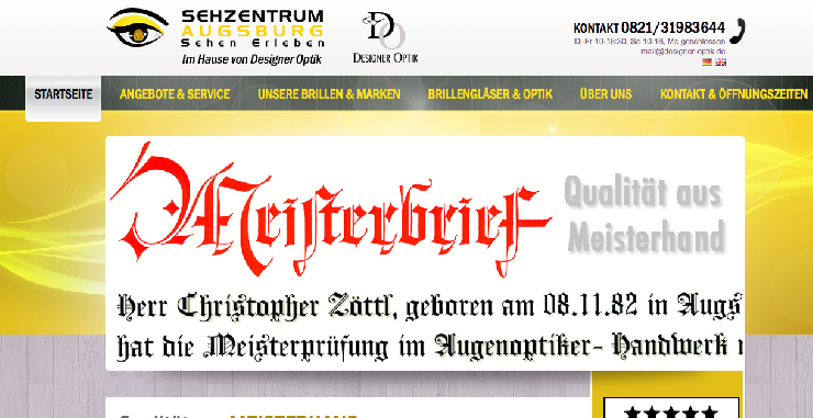 Designer Optik geht mit neuer Webseite und Sehzentrum Konzept online