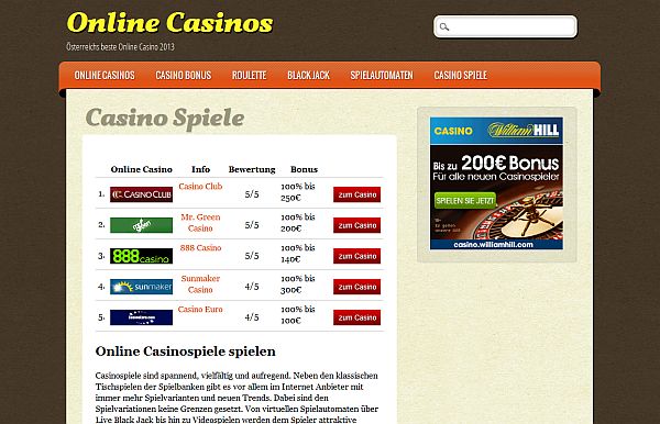 Casinospiele für Österreich auf online-casinos.at