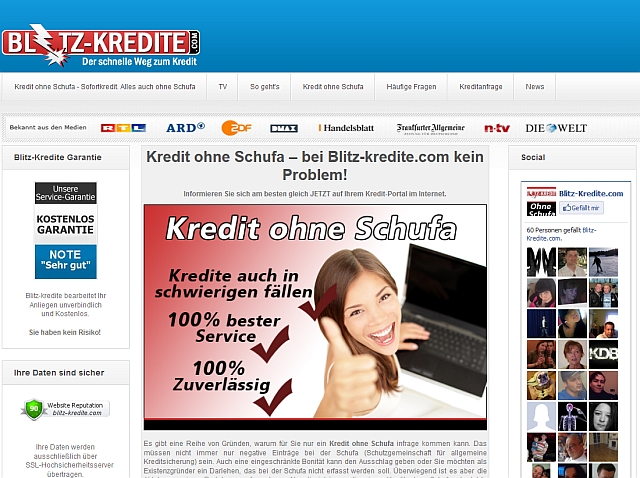 Blitz-Kredite.com Kredite ohne Schufa