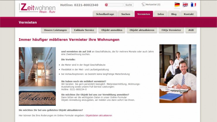 Vermieterservice von Zeitwohnen Rhein Ruhr GmbH