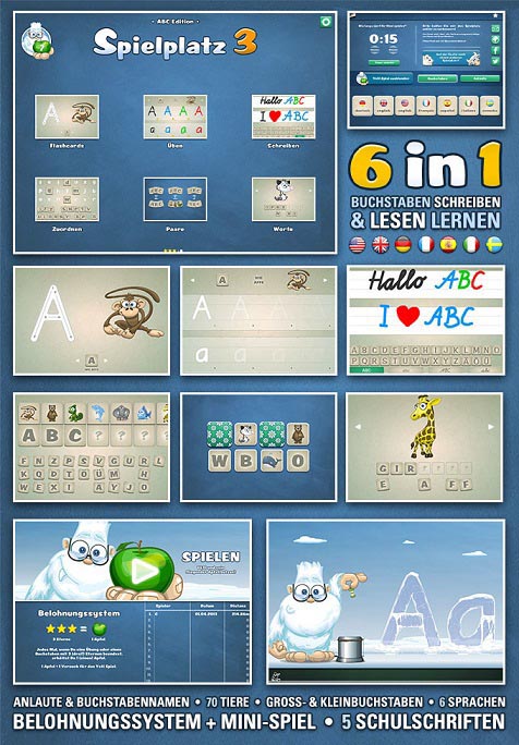 App ‚Spielplatz 3 - ABC Edition‘: Beliebte Buchstaben-Lern-App für Kinder jetzt für iOS, OSX und Android verfügbar