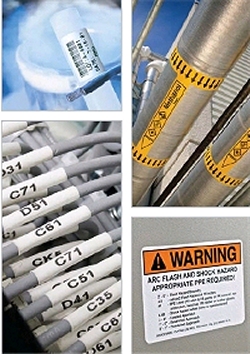 Etiketten und Schilder in verschiedenen Größen und Materialien